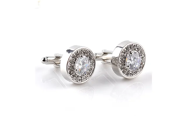 Zhuoxinder Fashion Shiny Rhinestone Men's Cuff Links Wedding Party Shirt Round Cufflinks-purple