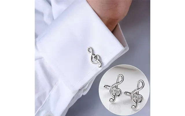 Zhuoxinder Male Cufflinks Silver Plated Music Notation Shape Alloy Fashion Men Cufflinks For Party-silver