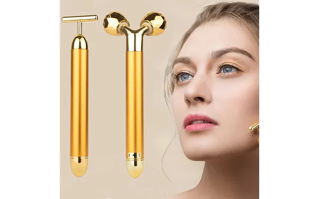 Yeamon 2 In 1 Face Massager Golden Facial Electric 3d Roller And T Shape Arm Eye Nose Massager Skin Care Tools