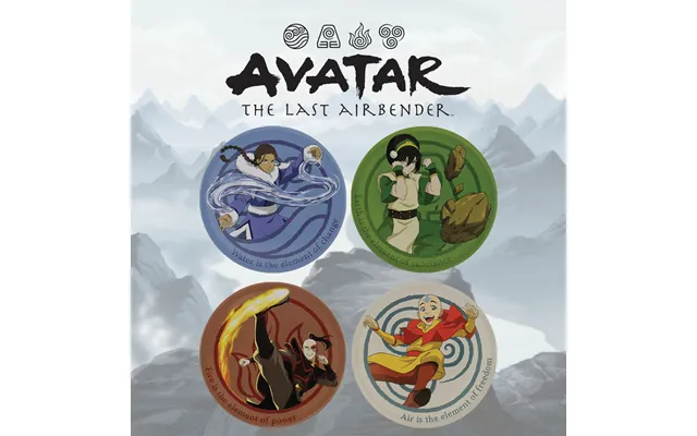 Avatar The Last Airbender Set Of 4 Embossed Metal Coasters By Fanattik