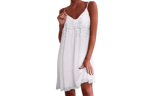 Zeagoo Women's Boho Summer Dress Bohemian Mini Dress De Only - White L