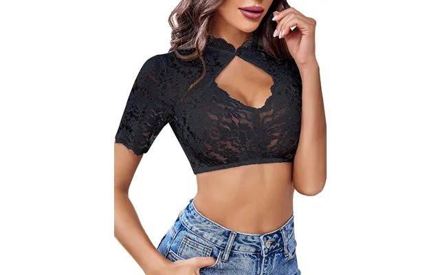 Zeagoo Women's Dirndl Blouse Lace White Dirndl Blouse De Only - Black M