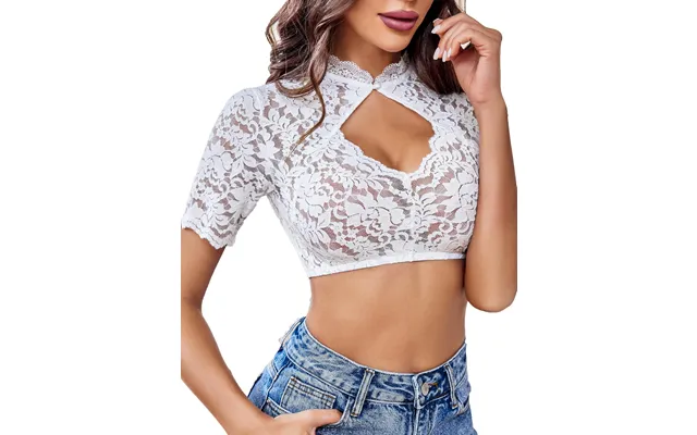 Zeagoo Women's Dirndl Blouse Lace White Dirndl Blouse De Only - White L