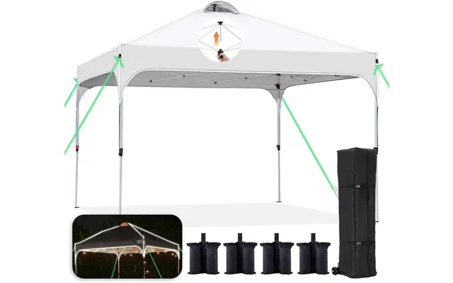 10' X 10' White Pop Up Canopy Tent Easy One Person Set Up - White