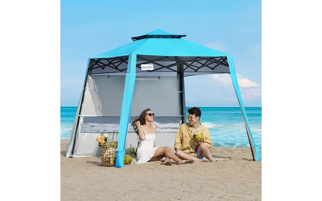 10'x10' Compact Portable Pop Up Canopy Tent - Blue W 1 Sidewall