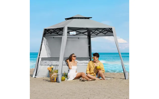 10'x10' Compact Portable Pop Up Canopy Tent - Gray W 1 Sidewall