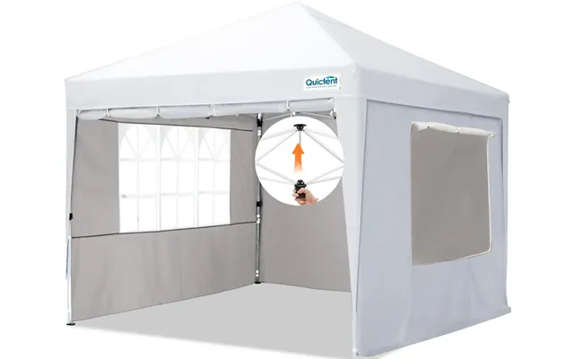 10'x10' Upgraded Pop Up Canopy Tent With Church Sidewalls - White