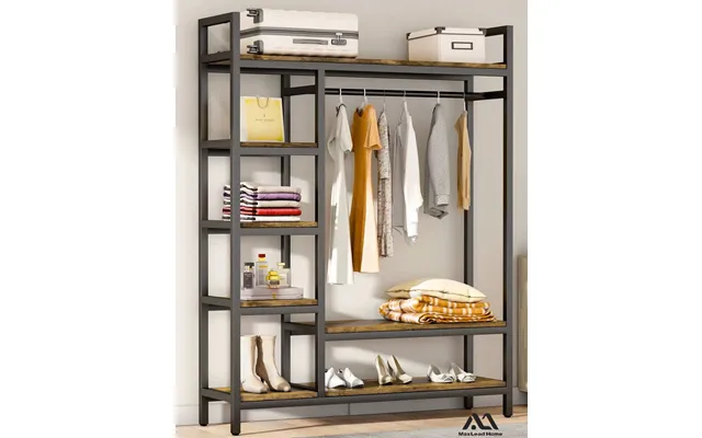 600lbs Heavy Duty Clothing Rack With Shelves - Brown
