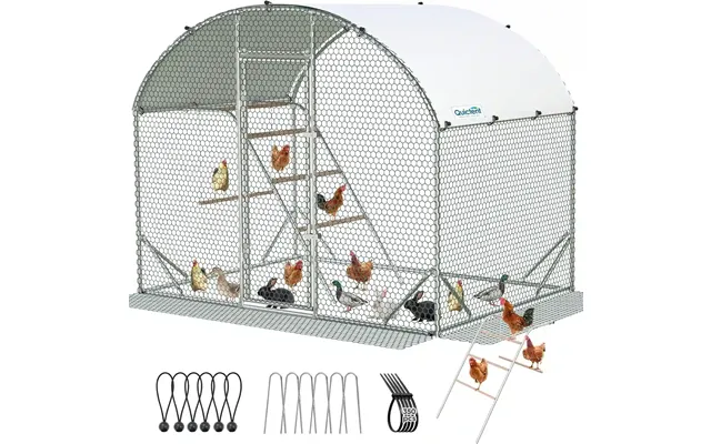 Arched Chicken Coop Run - 6.5x9ft With Ladder Swing