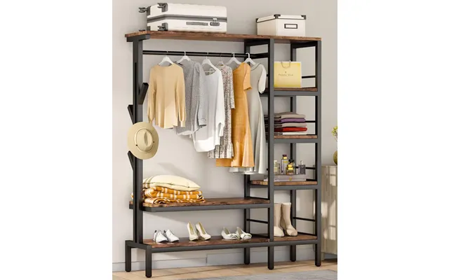 Hokeeper 650lbs Wardrobe Rack With Shelves & Hooks
