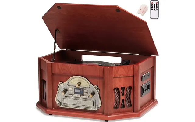 Orcc 10-in-1 Bluetooth Nostalgic Turntable Record Player - Mahogany