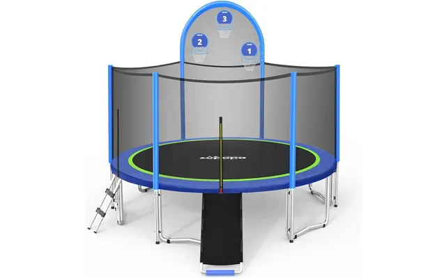 Zupapa 1500lbs Trampolines With Non-slip Ladder & Basketball Hoop - 12ft