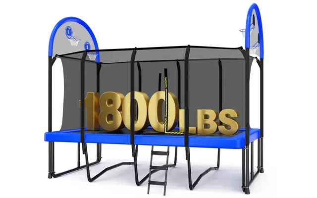 Zupapa 1800lbs 2500lbs Rectangular Trampoline - 10x17ft Upgraded 5-leg Rectangle W Hoops
