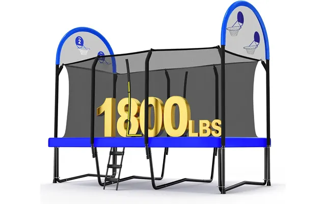 Zupapa 1800lbs 2500lbs Rectangular Trampoline - 8x14ft Rectangle With Basketball Hoops