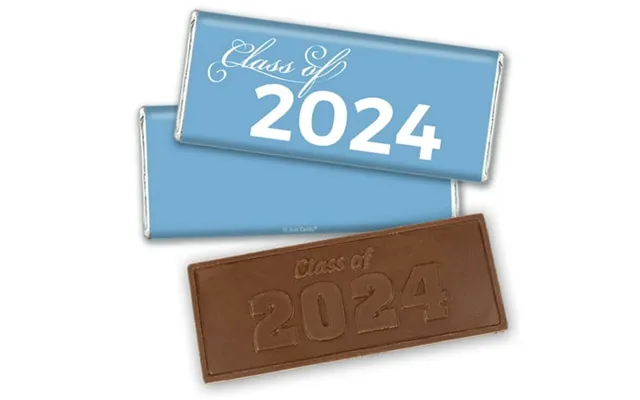 12ct Light Blue Graduation Candy Party Favors Class Of 2024 Wrapped Chocolate Bars By Just Candy product image