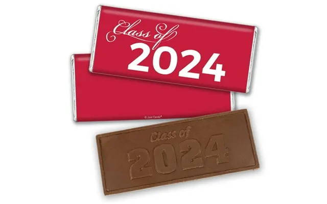 12ct Red Graduation Candy Party Favors Class Of 2024 Wrapped Chocolate Bars By Just Candy product image