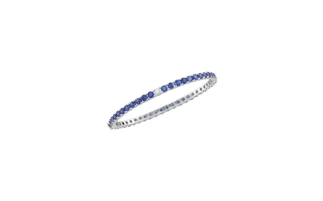 Diamond Princess 18kt White Gold Womens Round Blue Sapphire Bangle Bracelet 9 Cttw product image