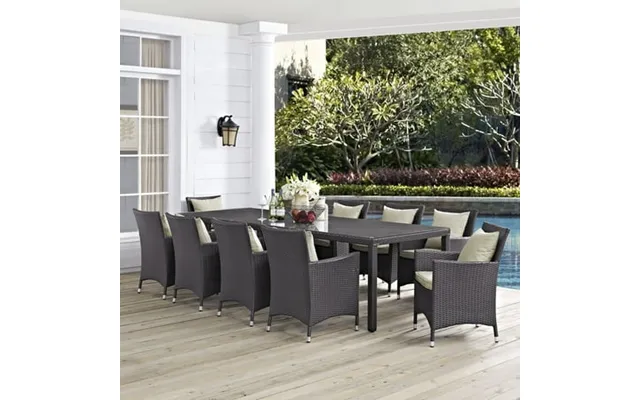 Modway Convene 11-piece Aluminum And Rattan Patio Dining Set In Espresso Beige product image