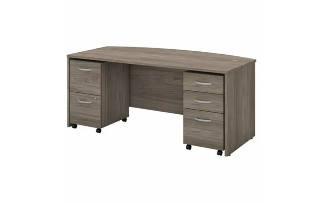 Studio C 72w Bow Front Desk With Drawers In Modern Hickory - Engineered Wood product image